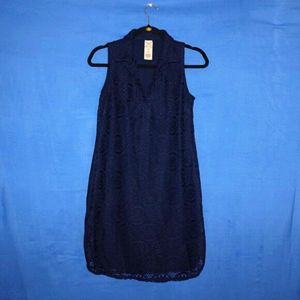 Faded Glory Navy Blue Lace Overlay Dress S (4-6)